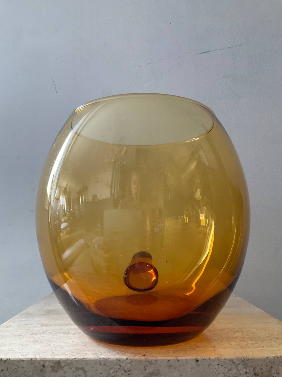 Vintage amber glass salad bowl