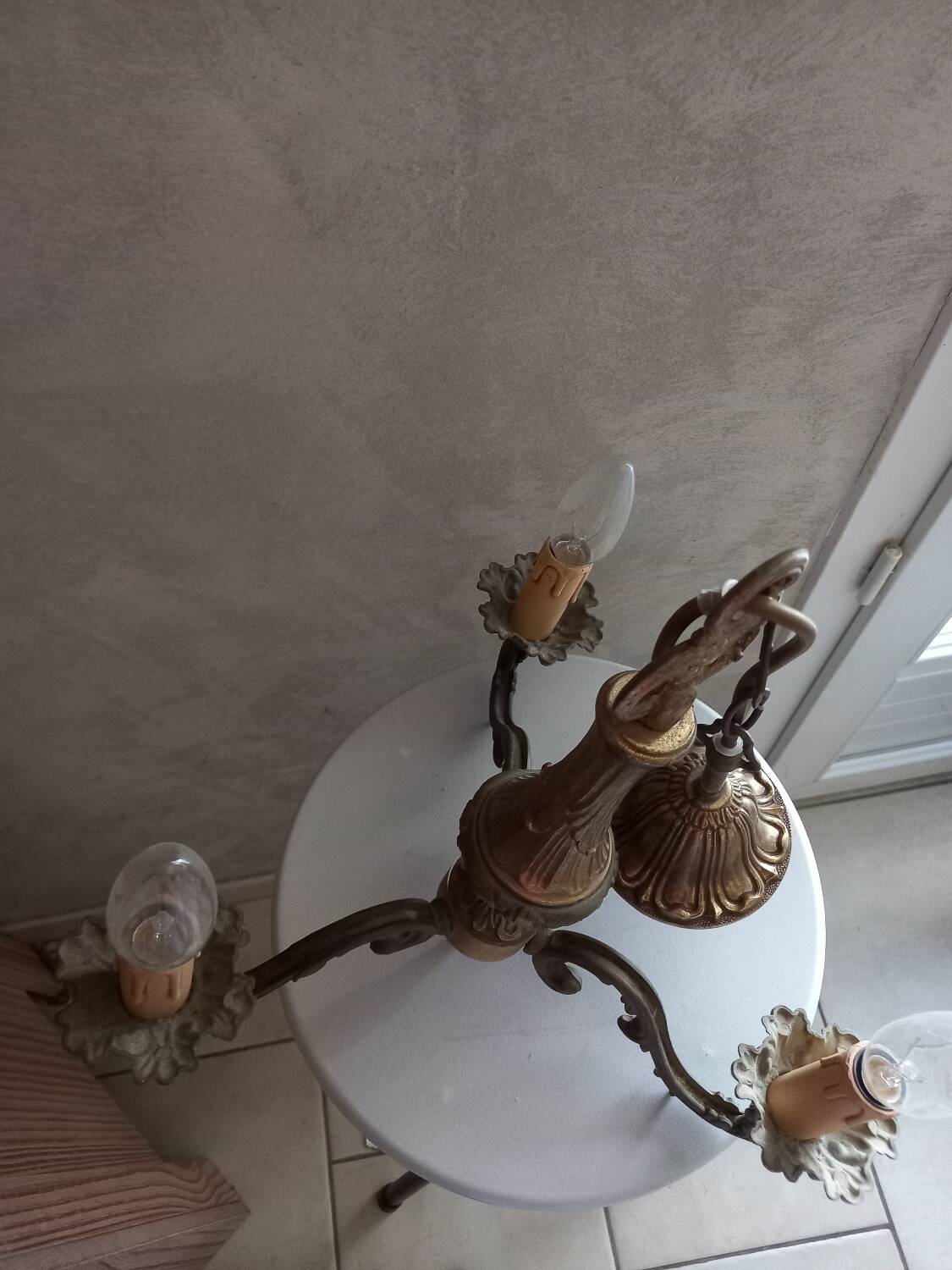 Bronze chandelier.