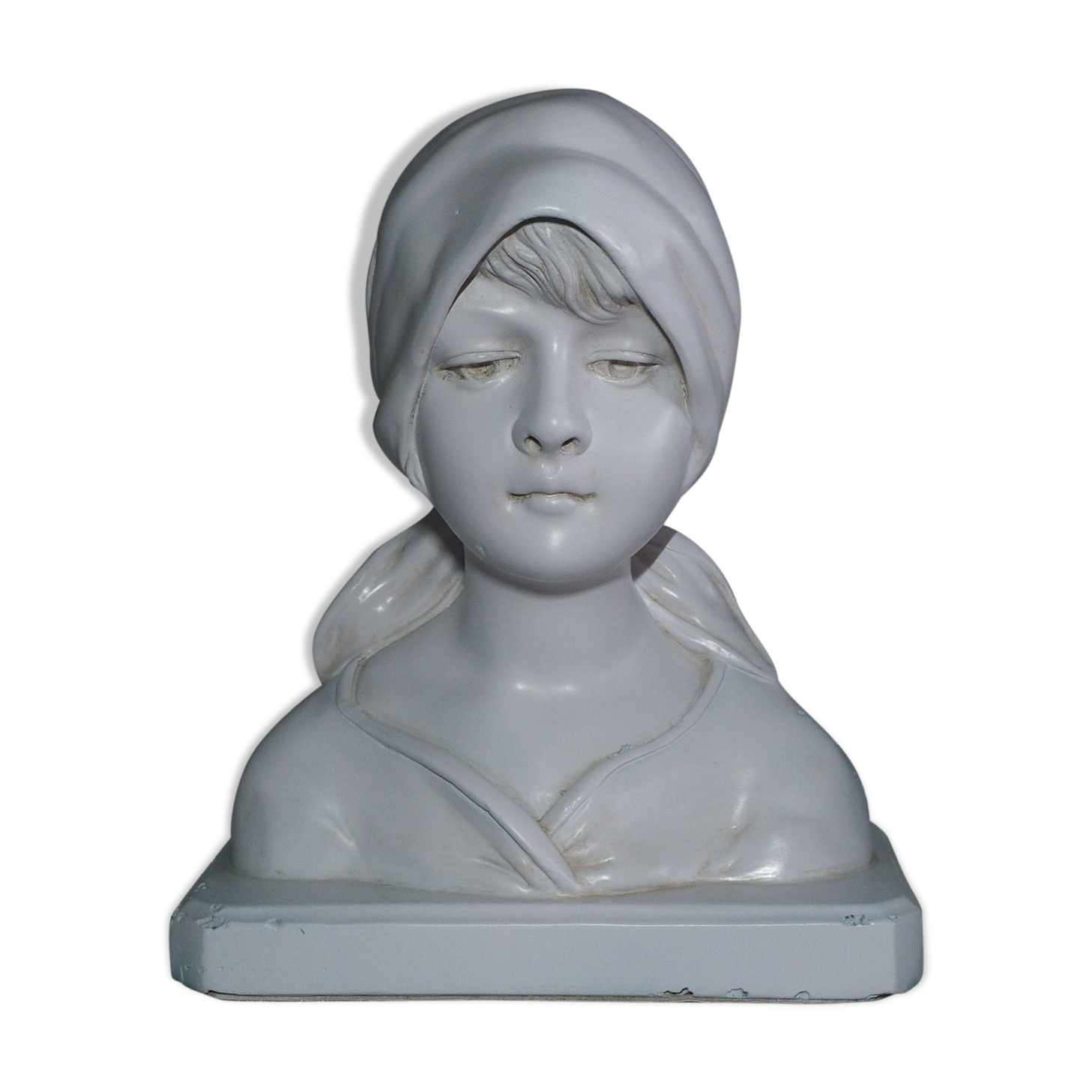 Plaster bust of young peasant girl