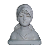 Plaster bust of young peasant girl