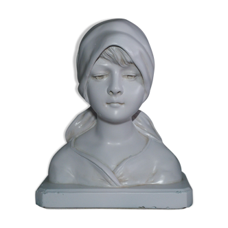 Plaster bust of young peasant girl