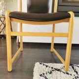 Vintage wooden chair with skai leather seat, 1990