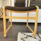 Vintage wooden chair with skai leather seat, 1990