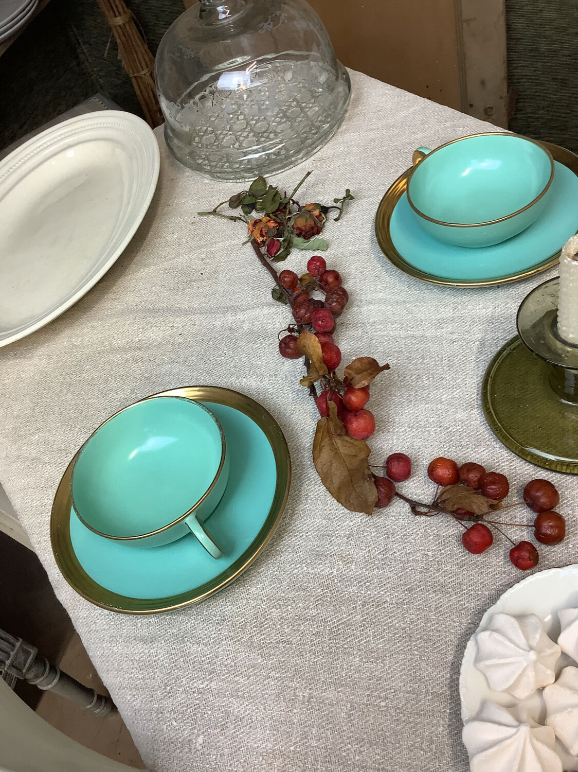 Set of 2 antique tea cups made in France