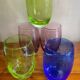 5 coloured bubble glass tumblers