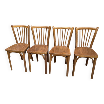 Lot de 4 chaises viennoise bois courbé restaurant paris bistrot baumann 70s