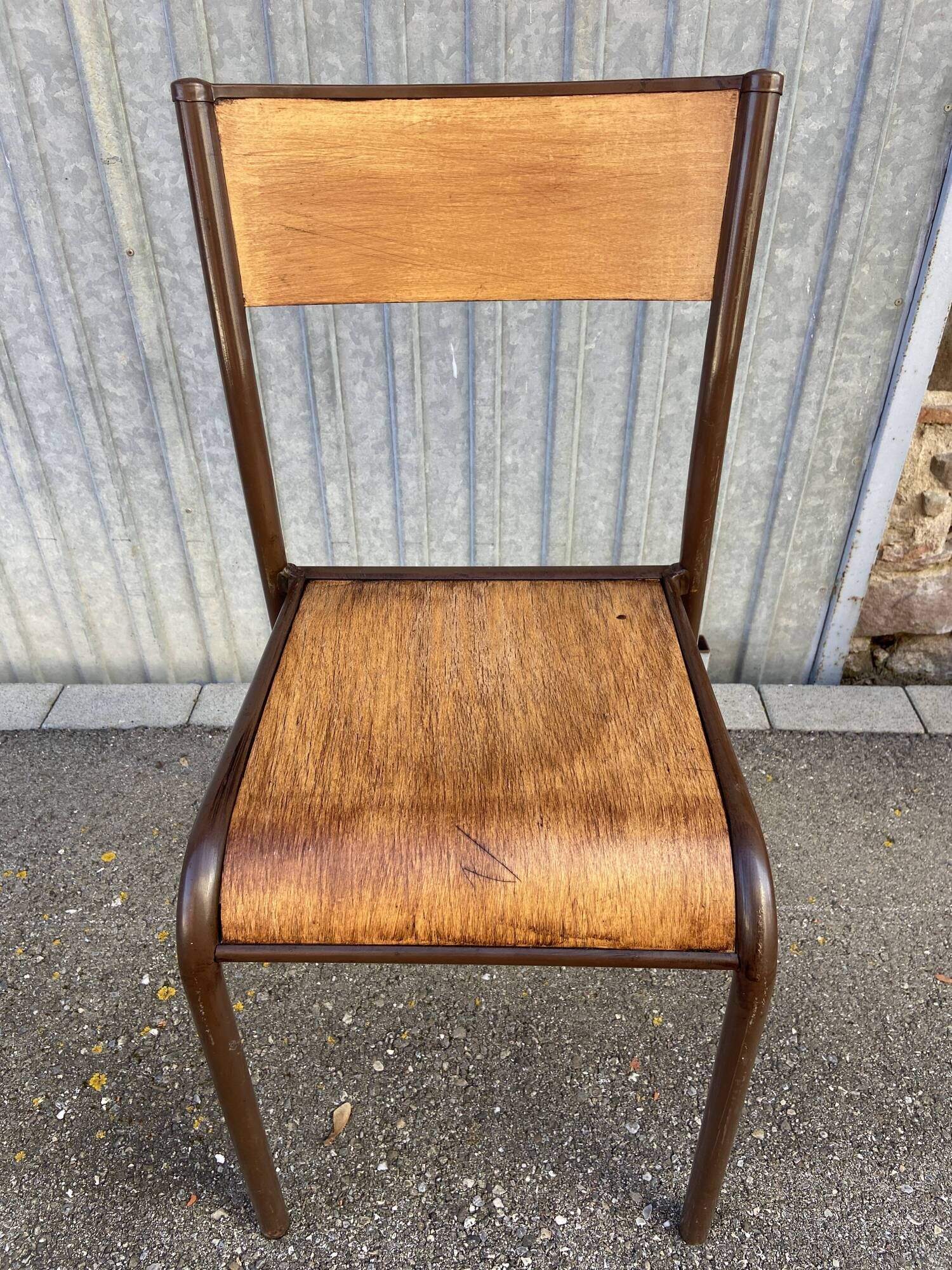 Set of 8 vintage industrial school chairs for communities mullca delagrave
