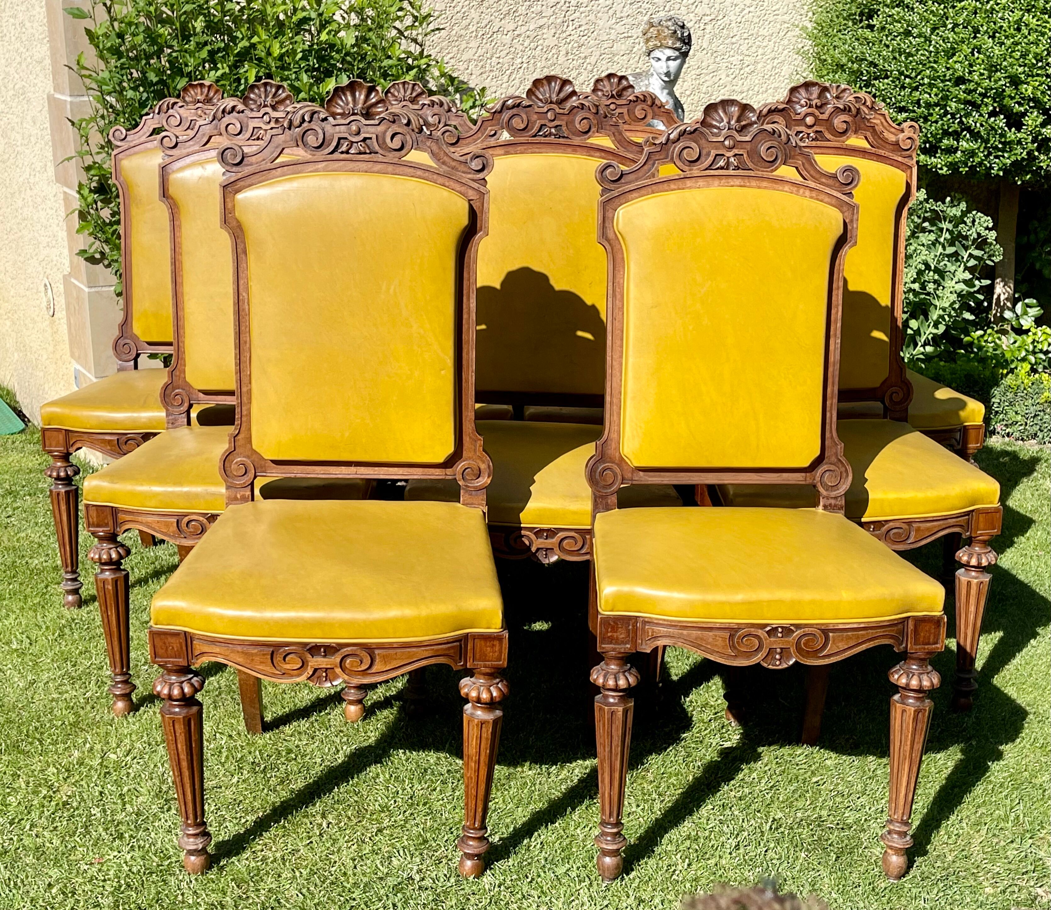 Suite 9 Walnut Chairs Napoleon III Era - XIXth