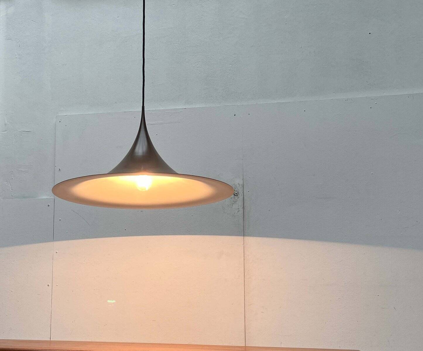 Mid-Century Modern Space Age Danish Brown Semi Pendant Lamp by Claus Bonderup and Torsten Thorup for Fog & Mørup, 1960s