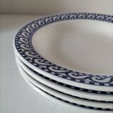 Set of 4 vintage navy blue soup plates
