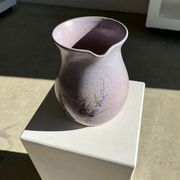 Vintage purple carafe with field flower patterns H:20cm