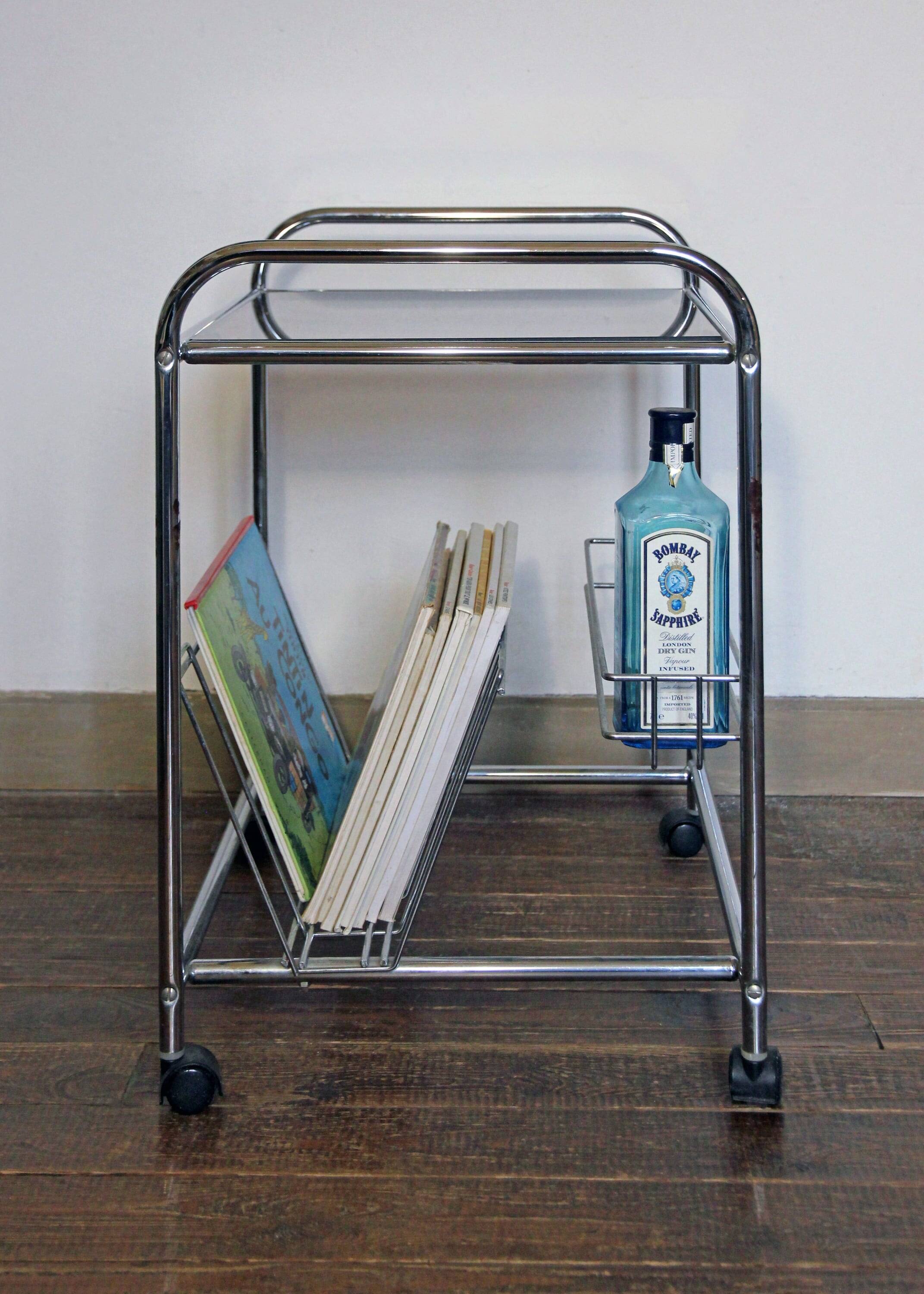 Stainless steel magazine holder side table