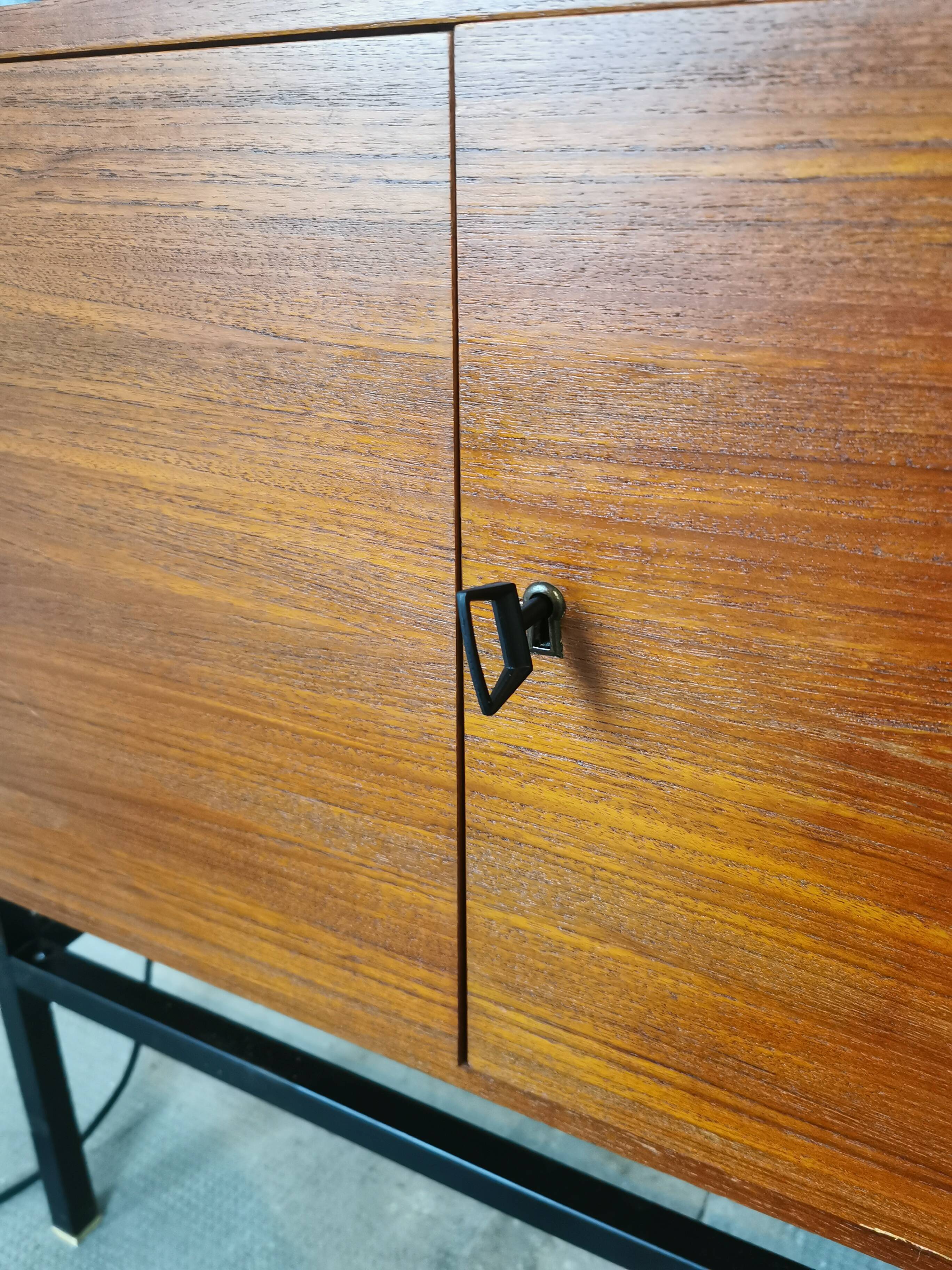 Small teak and metal sideboard, 70s
