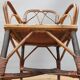 Fauteuil enfant 1890 châtaigner, rotin et velours damassé
