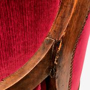Louis XVI style shepherdess trimmed with dark red velvet, early nineteenth