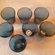 7 vintage blue water glasses