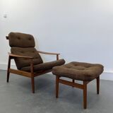 FD-164 Army Chair with Footstool by Arne Vodder for Cado, Set of 2