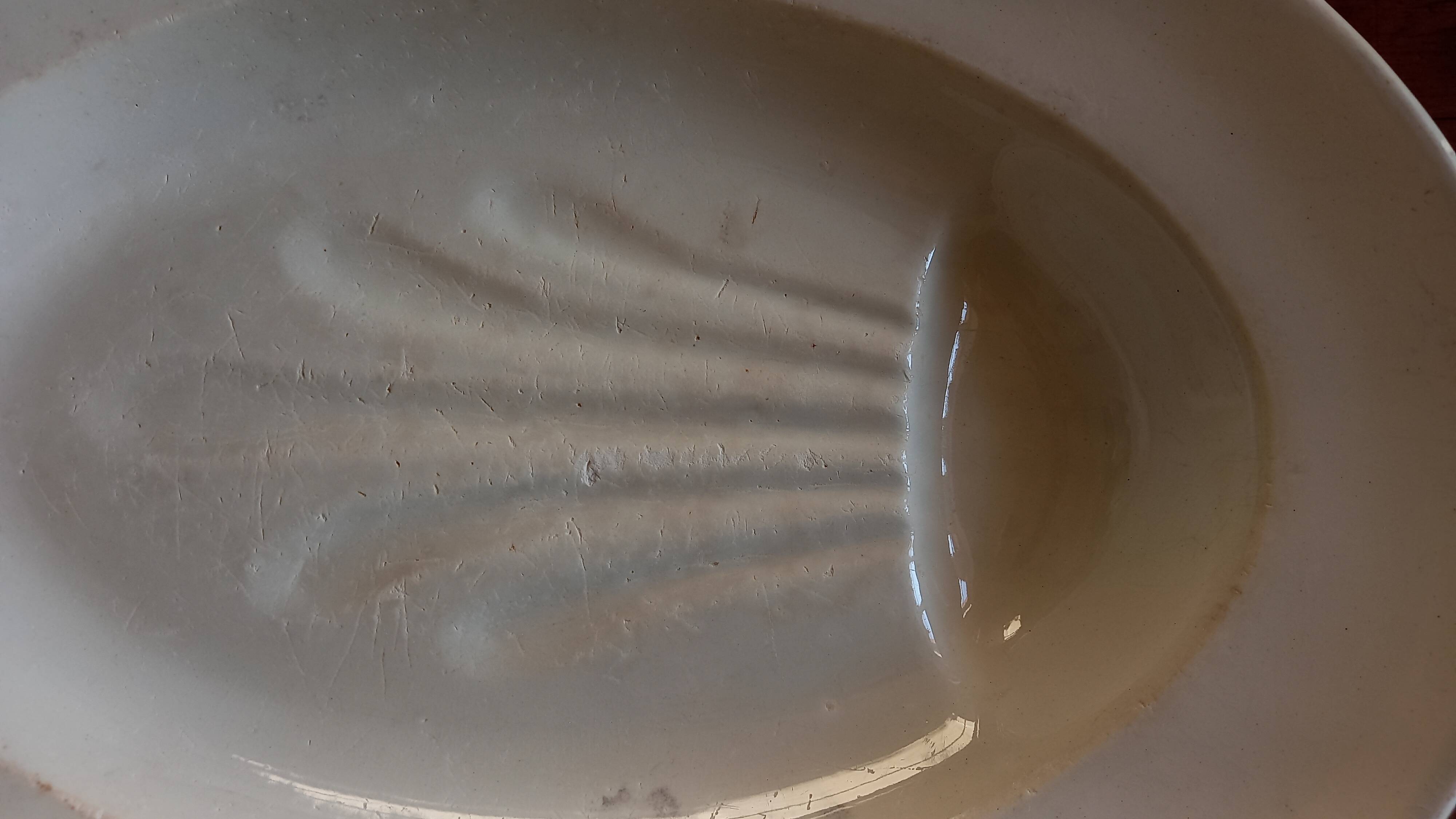 Antique asparagus dish, large 19th century oval earthenware dish D. JOHNSTON & J. VIEILLARD BORDEAUX