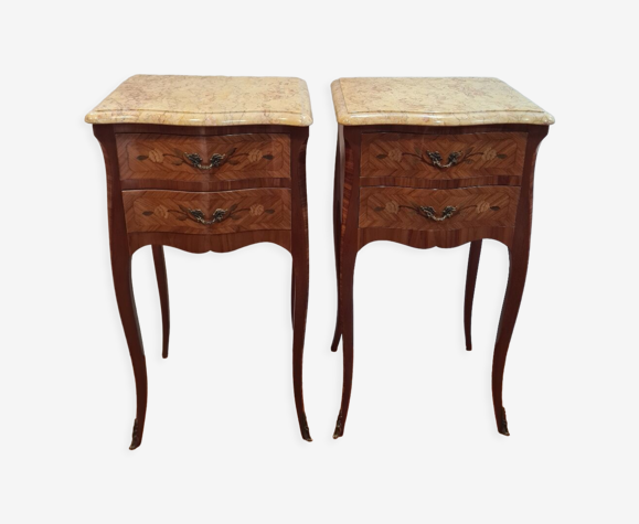 Tables de chevet en marqueterie, la paire