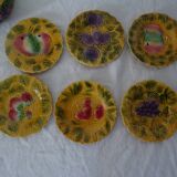 Dessert set salad bowl and 6 plates 541023 fruits barbotine sarreguemines