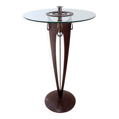 Table console sculpturale en bronze et verre de Vincent Wegnez - Belgique 20e siècle