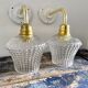 Pair of vintage electrified glass wall lamps