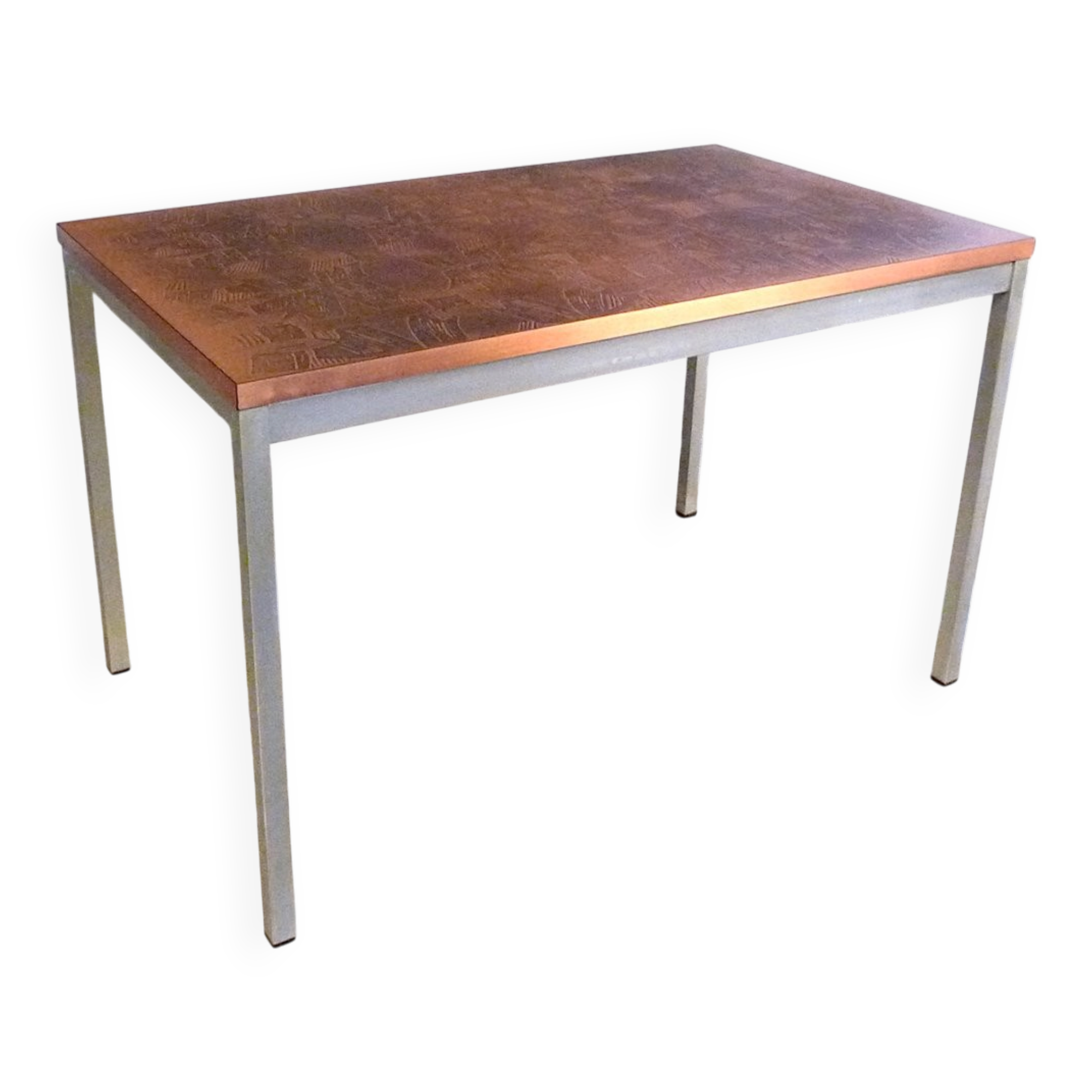 Copper side table with abstract relief from Opal Möbel, West-Germany 1960s