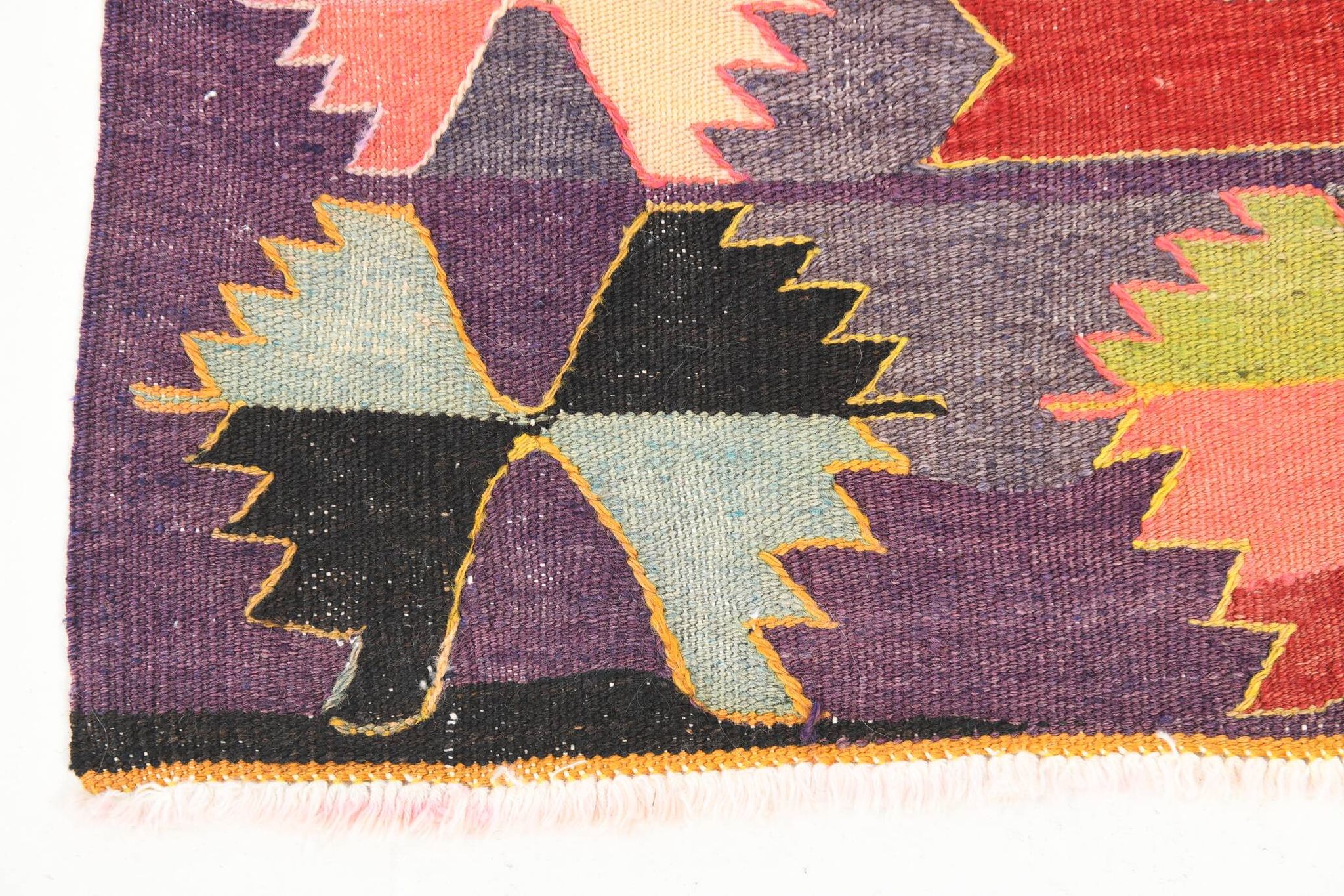 5x8 Light Red & Yellow Vintage Kilim Rug, 155x245Cm Wool Kilim Rug