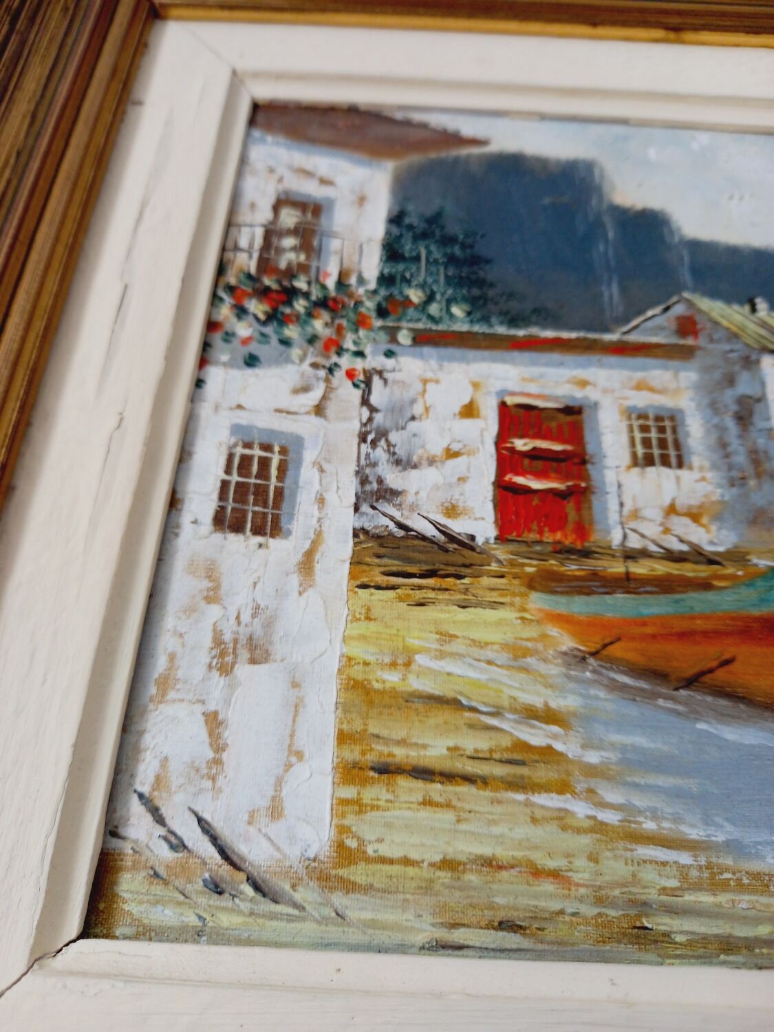 Signed painting house by the sea -oil on canvas