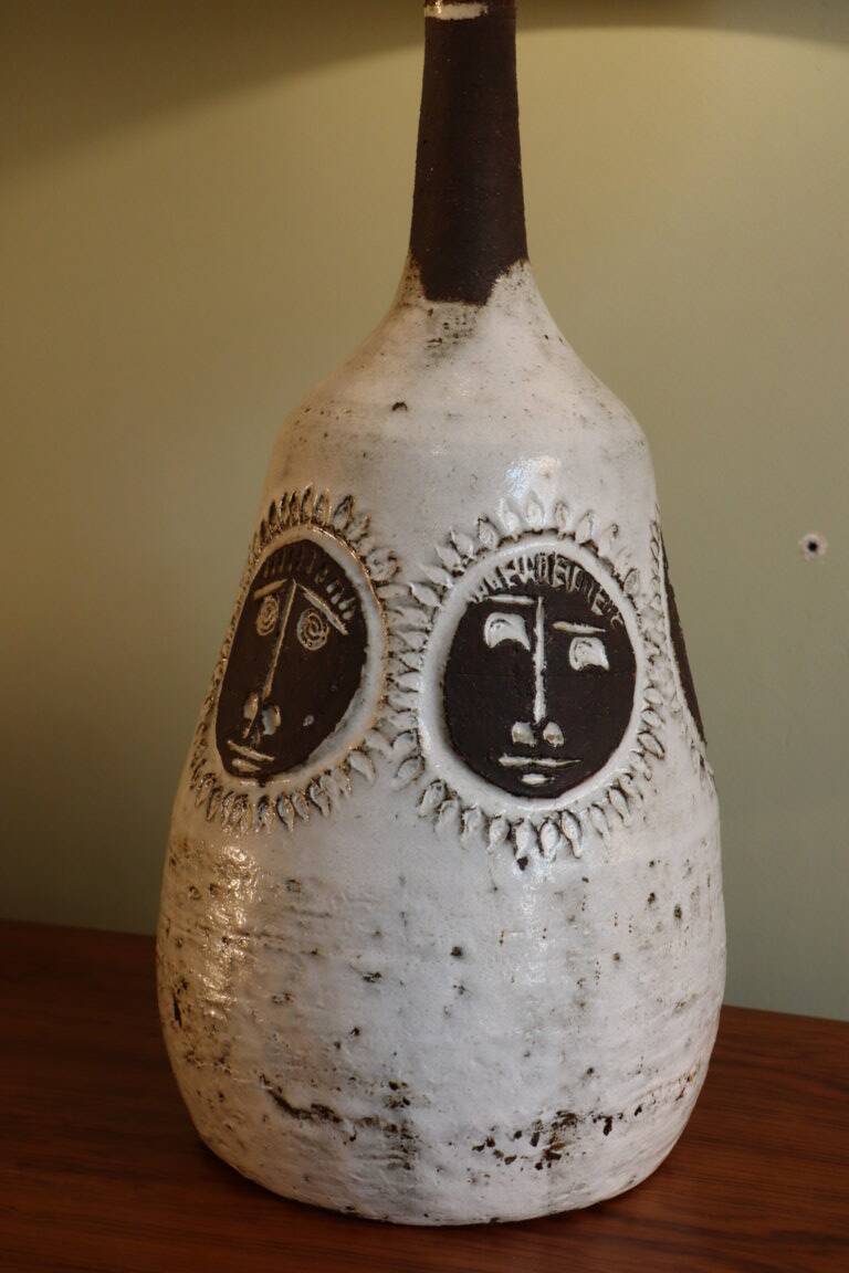 Enamelled ceramic table lamp by Albert Thiry, Vallauris 1960