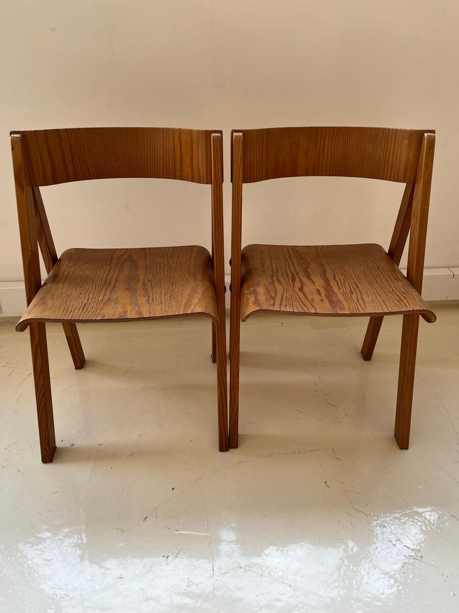 Chaises en bois par Martins Machado, années 1980, ensemble de 2