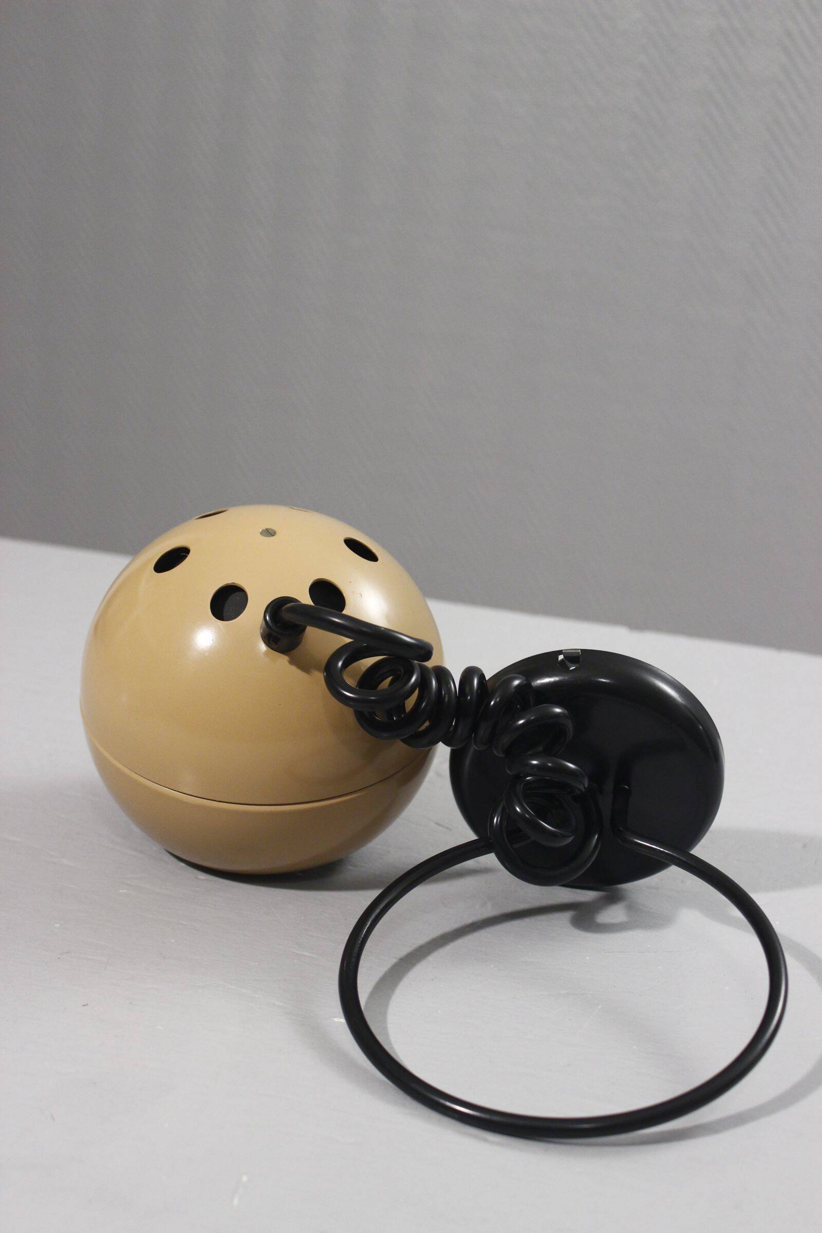 Vintage wall lamp design Eyeball metal beige & black 1970s