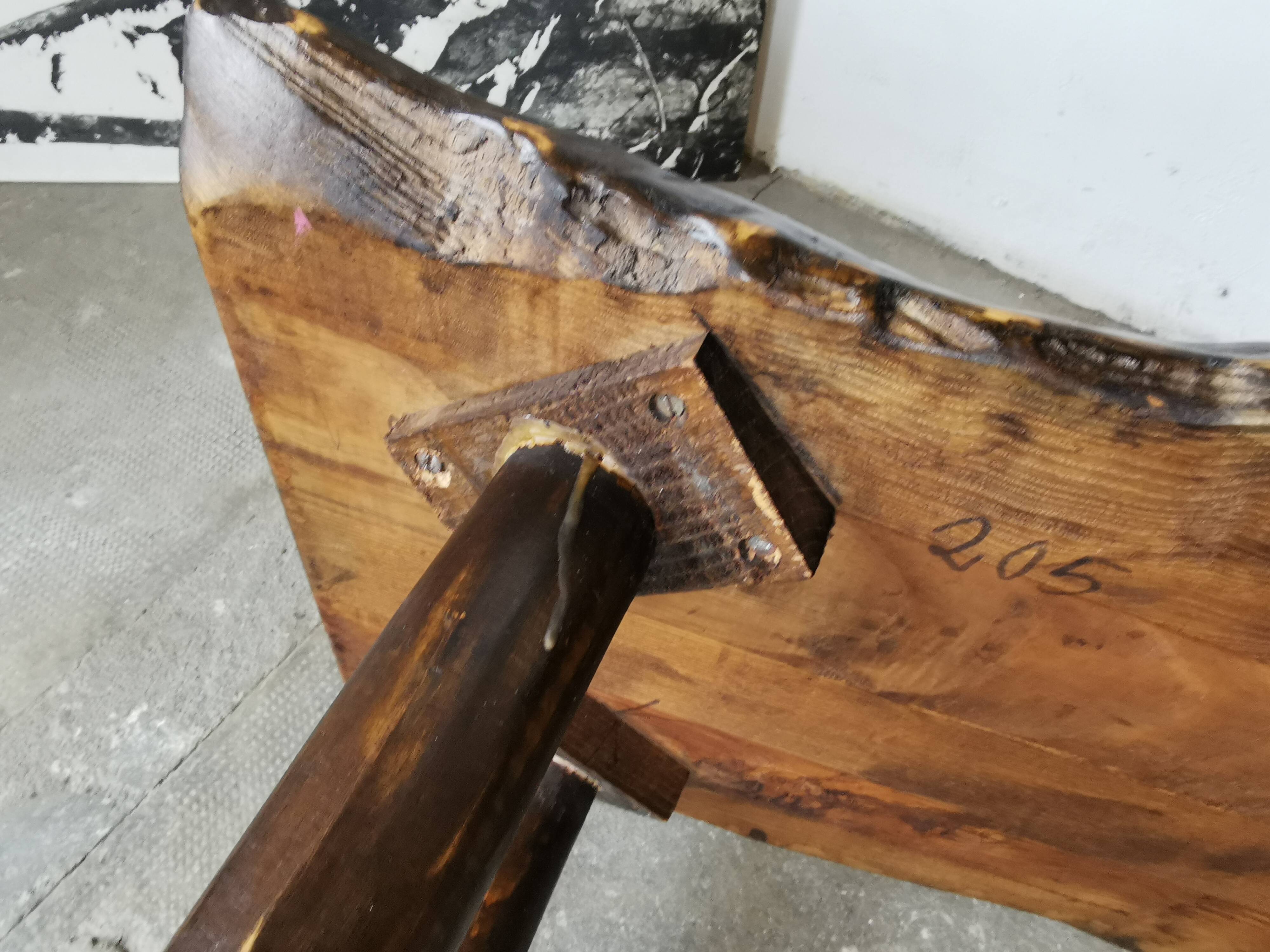 Brutalist, primitive wooden coffee table.