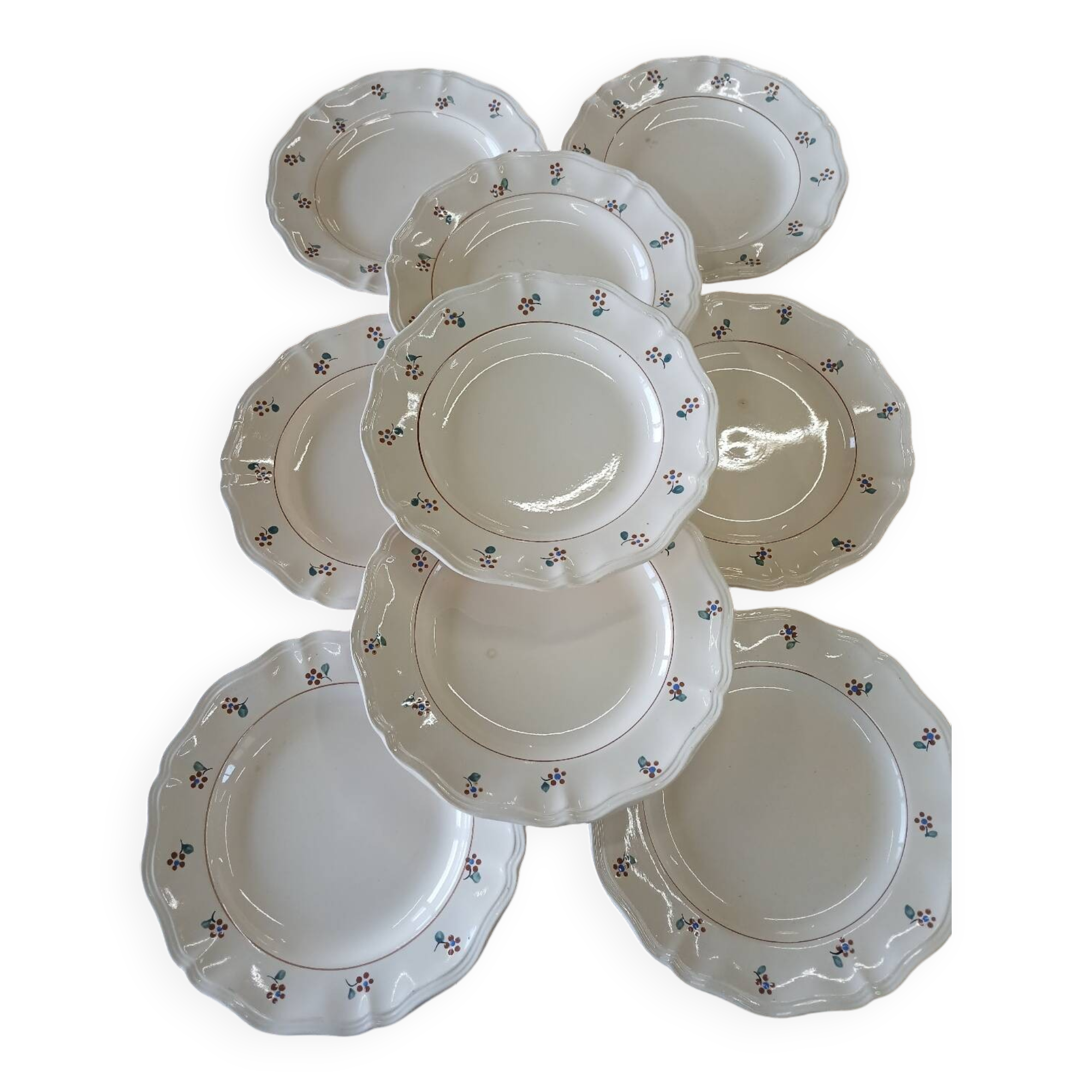 9 old flat plates Digoin Sarreguemines