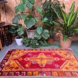 Turkish oushak rug 140x77 cm vintage carpet