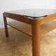 Table basse carrée en teck et verre - 1970