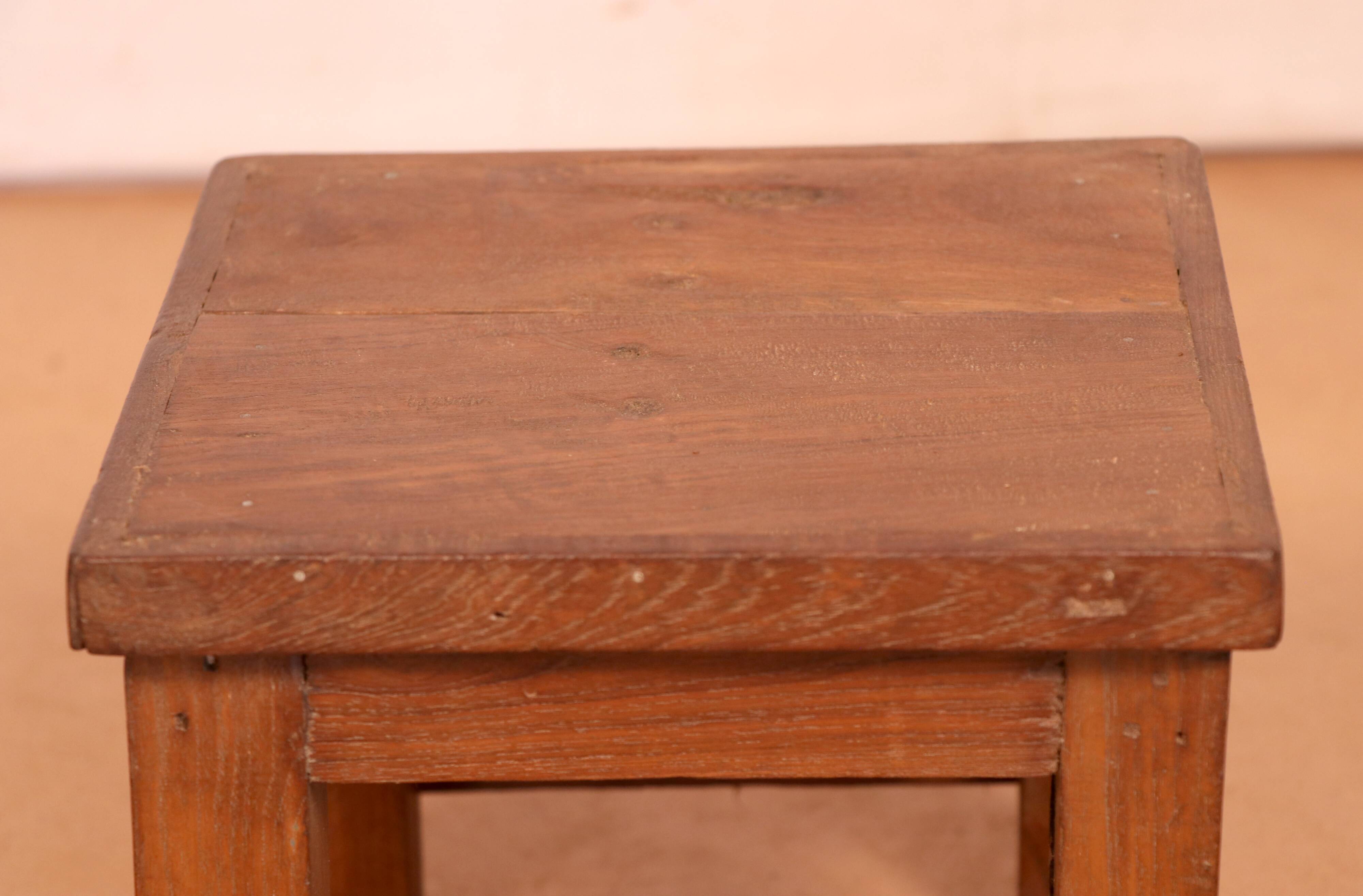 Old small Burmese teak workshop bedside table