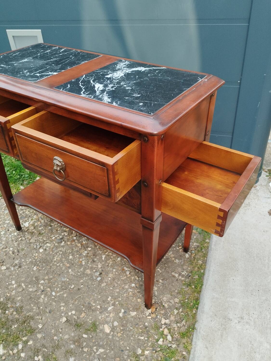 Bedside console old marble top Louis XVI style