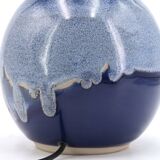 Fat lava blue ceramic potter's lamp, 1970s