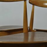 Chaises de salle à manger danoises « cœur » en hêtre et teck, FH4103, bz Hans J. Wegner pour Frity Hansen, années 1950