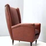 Skai Wingback Armchair Attr. to Mod. 512 attr. to Gio Ponti Produced by ISA