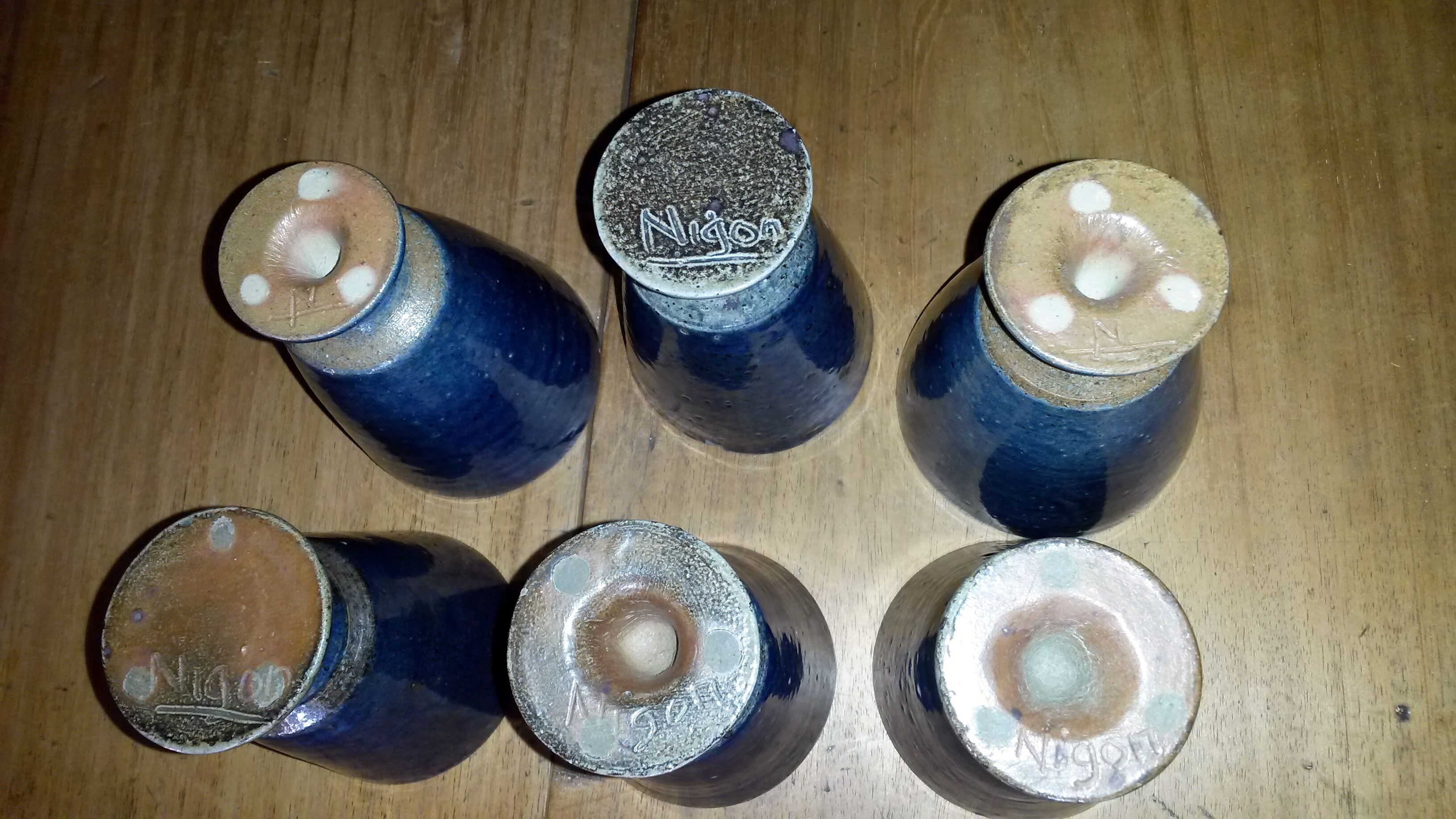 Set of 6 mazagrans Blue ceramic
