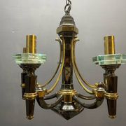Lustre Lampart en laiton et cristal, années 1970