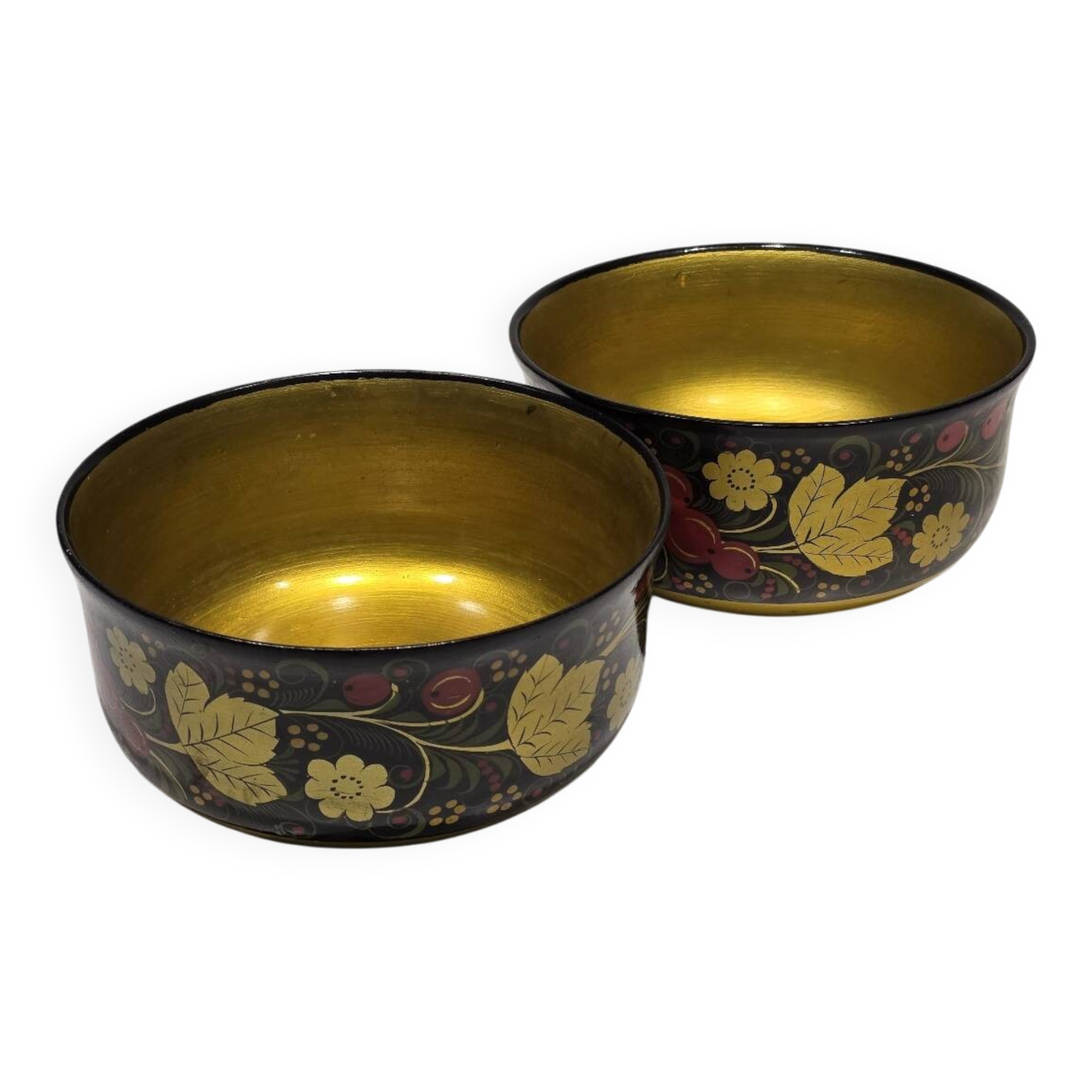 Lot de deux grands bols (coupelles) khokhloma époque Soviétique