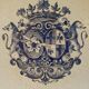 Rouen earthenware dish decorated coat of arms