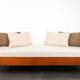 Danish teak bed from the 1960s / reupholstered mattress