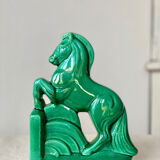 Horse bookend in green ceramic