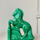 Horse bookend in green ceramic