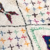 Moroccan Berber carpet azilal ecru with diamonds and colorful patterns 300x188cm