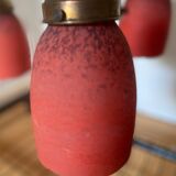 Antique Art Deco wrought iron lustre with 3 tulips in pâte de verre signed Delatte.